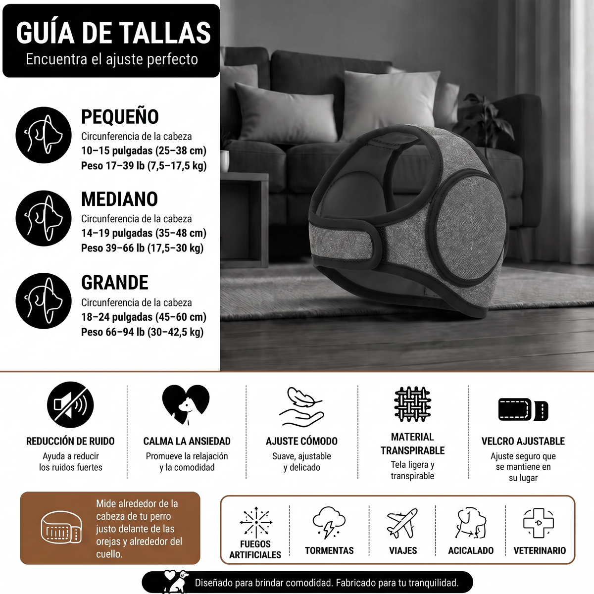 Rincón Peludo® | Protector Acústico Antiestrés para Perros